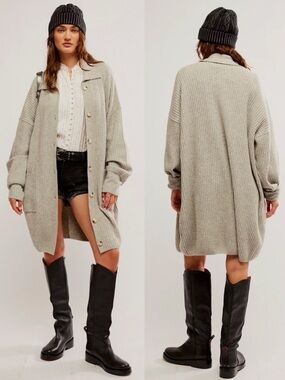 Free People Oversized Slouchy Ribbed Knit Cardigan